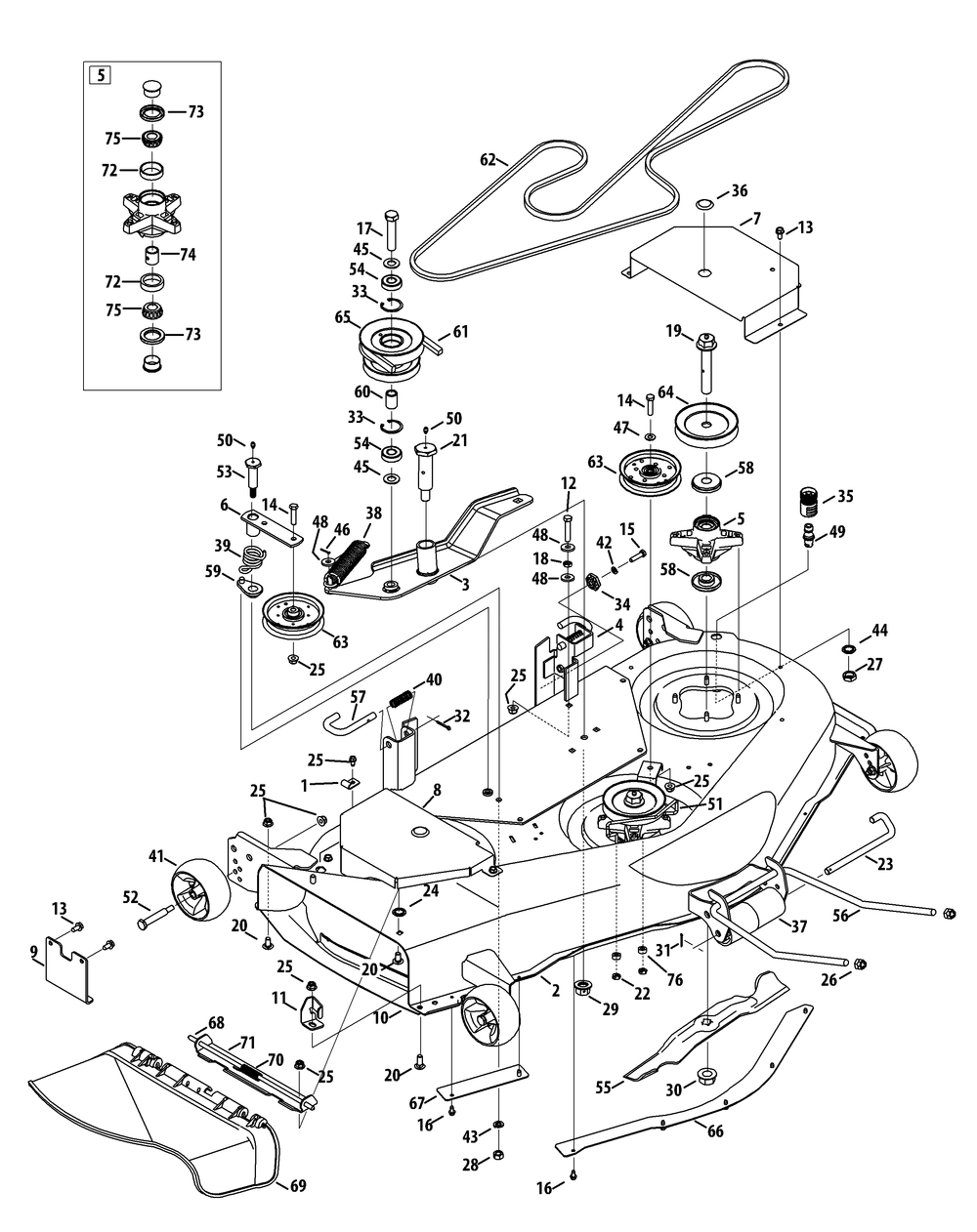 Mower Deck 50-Inch Stamped Diagram and Parts List for 19A40013 (50Inch-100)(2012) Cub Cadet Lawn Tractor